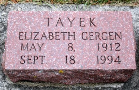 GERGEN TAYEK, ELIZABETH - Clayton County, Iowa | ELIZABETH GERGEN TAYEK 