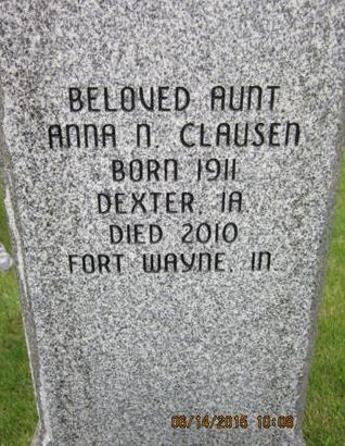 CLAUSEN, ANNA N - Dallas County, Iowa | ANNA N CLAUSEN 