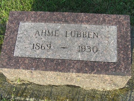 LUBBEN, AHME - Delaware County, Iowa | AHME LUBBEN 