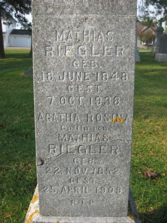 RIEGLER, AGATHA ROSINA - Dubuque County, Iowa | AGATHA ROSINA RIEGLER 