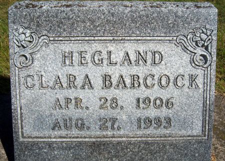 BABCOCK HEGLAND, CLARA - Hancock County, Iowa | CLARA BABCOCK HEGLAND 