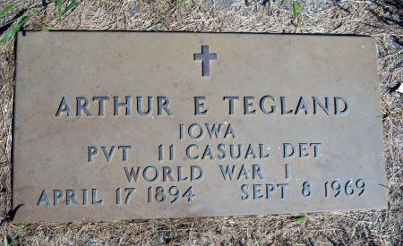 TEGLAND, ARTHUR E - Hancock County, Iowa | ARTHUR E TEGLAND 