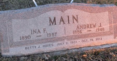 MAIN HAYES, BETTY J. - Jasper County, Iowa | BETTY J. MAIN HAYES 