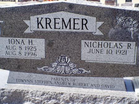 KREMER, IONA H - Jones County, Iowa | IONA H KREMER 