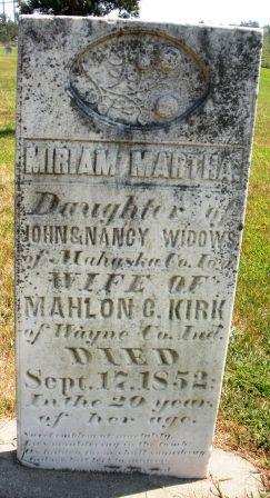 WIDOWS KIRK, MIRIAM MARTHA - Mahaska County, Iowa | MIRIAM MARTHA WIDOWS KIRK 