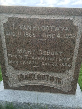 DEBONT VAN KLOOTWYK, MARY - Marion County, Iowa | MARY DEBONT VAN KLOOTWYK 