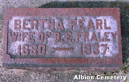 FRALEY, BERTHA PEARL - Marshall County, Iowa | BERTHA PEARL FRALEY 