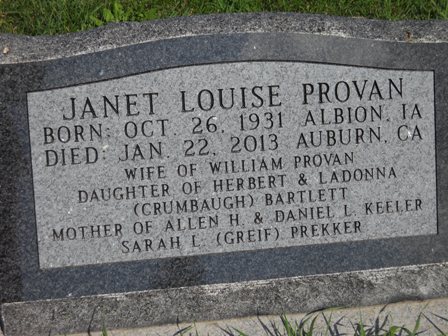 BARTLETT PROVAN, JANET - Marshall County, Iowa | JANET BARTLETT PROVAN 