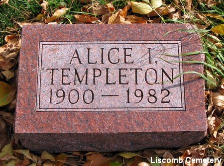 TEMPLETON, ALICE I. - Marshall County, Iowa | ALICE I. TEMPLETON 
