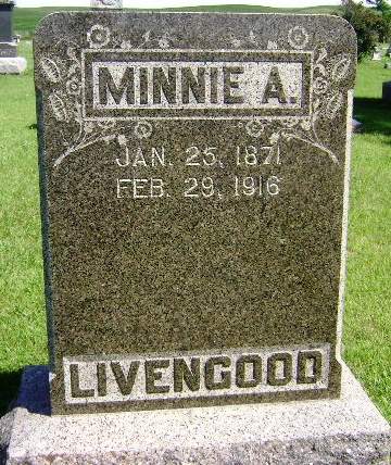 LIVENGOOD, MINNIE A - Monona County, Iowa | MINNIE A LIVENGOOD 