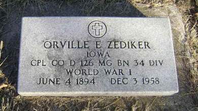 ZEDIKER, ORVILLE E - Monona County, Iowa | ORVILLE E ZEDIKER 