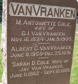 COLE VANVRANKEN, SARAH D. - Muscatine County, Iowa | SARAH D. COLE VANVRANKEN 
