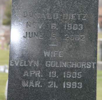 GOLINGHORST DIETZ, EVELYN - Scott County, Iowa | EVELYN GOLINGHORST DIETZ 