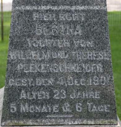 PEEKENSCHNEIDER, BERTHA - Scott County, Iowa | BERTHA PEEKENSCHNEIDER 