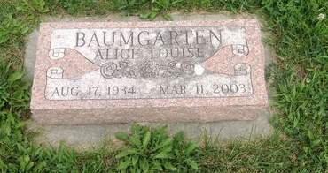 BAUMGARTEN, ALICE LOUISE - Union County, Iowa | ALICE LOUISE BAUMGARTEN 