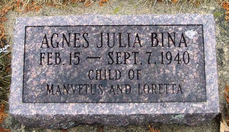 BINA, AGNES JULIA - Winneshiek County, Iowa | AGNES JULIA BINA 
