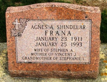 SHINDELAR FRANA, AGNES A. - Winneshiek County, Iowa | AGNES A. SHINDELAR FRANA 