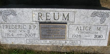 THOMPSON REUM, ALICE M. - Winneshiek County, Iowa | ALICE M. THOMPSON REUM 