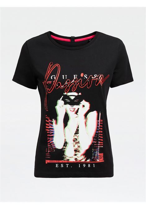 T-SHIRT STAMPA PIAZZATA GLITTER GUESS | T-shirt | W0BI09 I3Z00JBLK