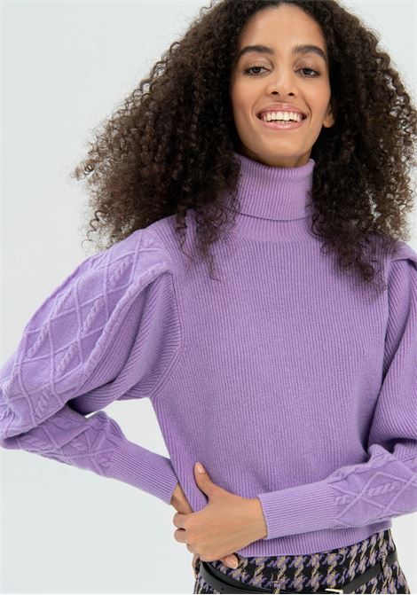 MAGLIA SLIM A COSTE CON COLLO ALTO FRACOMINA | Maglie | FR22WT7039K45901I89 LAVANDER