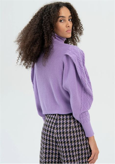 MAGLIA SLIM A COSTE CON COLLO ALTO FRACOMINA | Maglie | FR22WT7039K45901I89 LAVANDER
