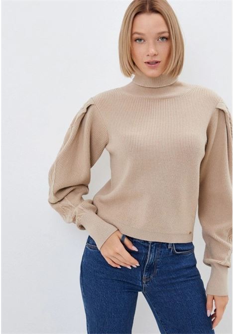 MAGLIA SLIM A COSTE CON COLLO ALTO FRACOMINA | Maglie | FR22WT7039K45901L20 BISCUIT