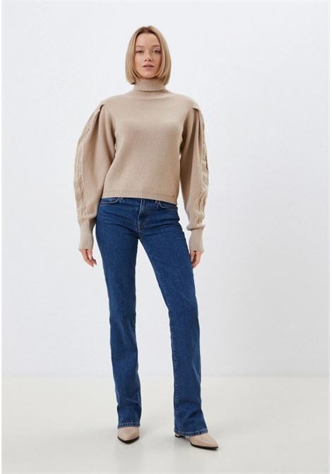 MAGLIA SLIM A COSTE CON COLLO ALTO FRACOMINA | Maglie | FR22WT7039K45901L20 BISCUIT