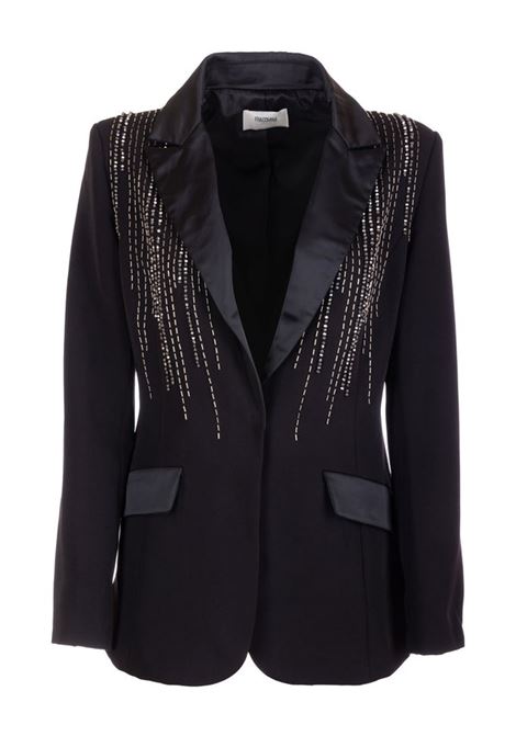 Blazer regular monopetto con applicazioni gioiello FRACOMINA | Giacche | FQ23WJ2002W44401053 BLACK