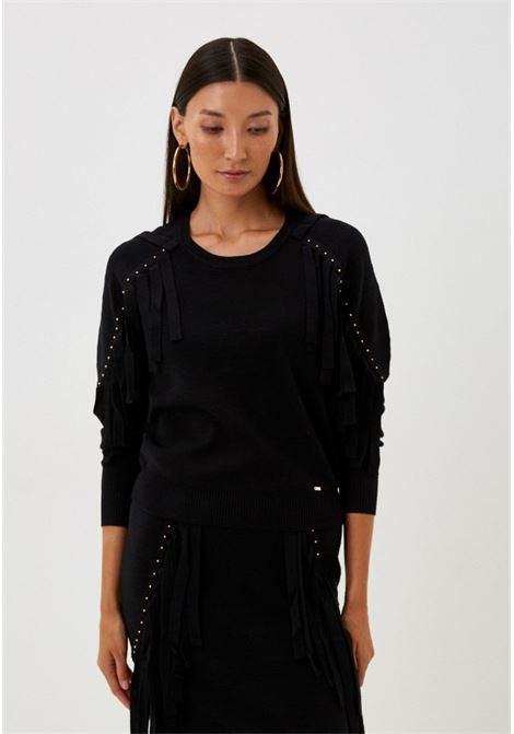 Maglia regular con frange FRACOMINA | Maglie | FS23WT7016K41001053 BLACK
