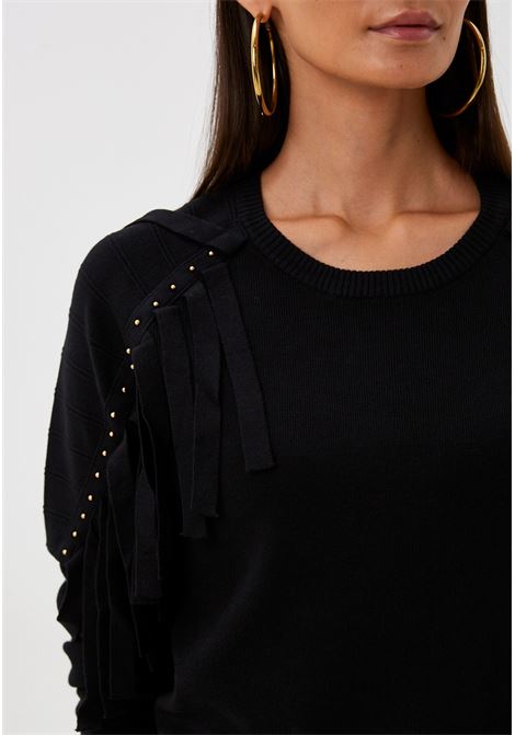 Maglia regular con frange FRACOMINA | Maglie | FS23WT7016K41001053 BLACK