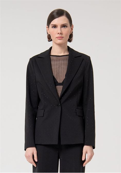 Blazer regular monopetto con strass FRACOMINA | Giacche | FQ24WJ2003W515J9053 BLACK