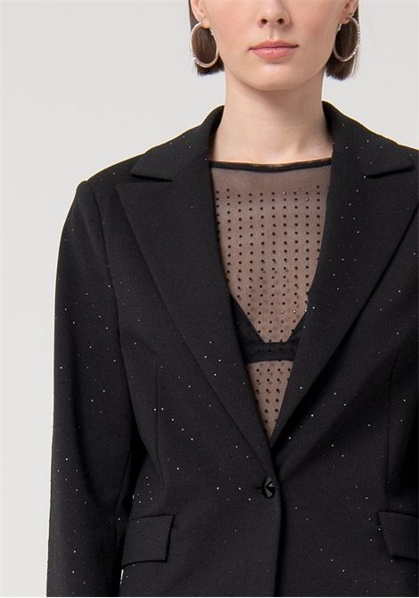 Blazer regular monopetto con strass FRACOMINA | Giacche | FQ24WJ2003W515J9053 BLACK