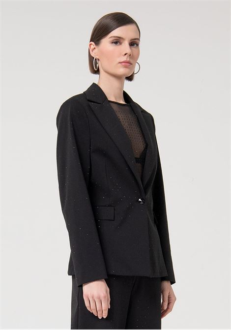 Blazer regular monopetto con strass FRACOMINA | Giacche | FQ24WJ2003W515J9053 BLACK