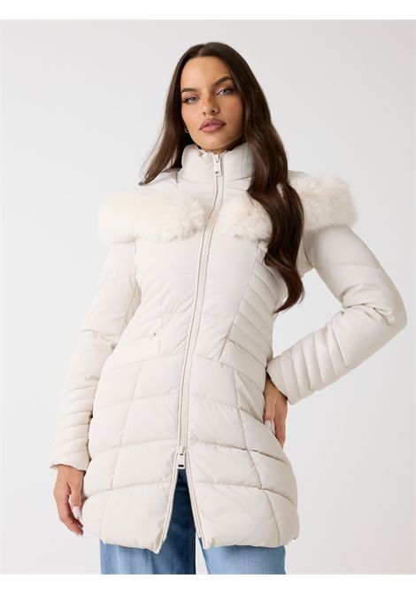 Piumino con cappuccio in pelliccia sintetica GUESS | Giubbini | W4BL61 WGLZ0G9L9