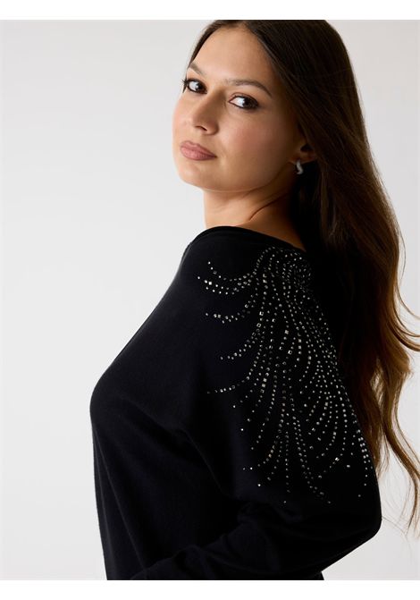 Maglione scollo a barca strass GUESS | Maglie | W5BR38 Z2NQ2JBLK