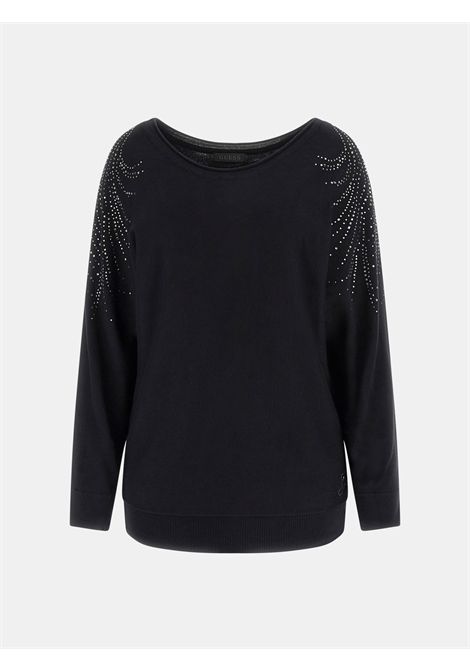 Maglione scollo a barca strass GUESS | Maglie | W5BR38 Z2NQ2JBLK
