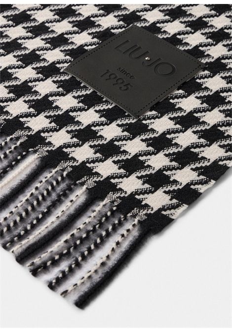 Stola jacquard in vichy LIU JO SOFT ACCESSORIES | Cappelli/Sciarpe | 2F5041 T0300 STOLA09E62 NERO/PIED DE POULE