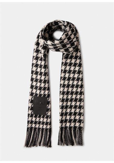 Stola jacquard in vichy LIU JO SOFT ACCESSORIES | Cappelli/Sciarpe | 2F5041 T0300 STOLA09E62 NERO/PIED DE POULE