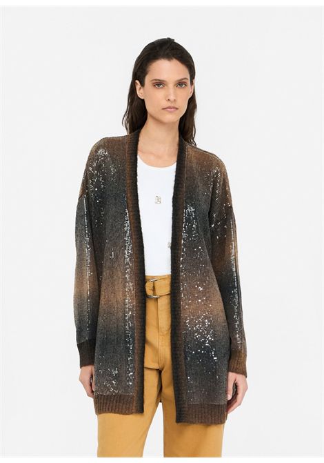 Cardigan lungo con paillettes LIU JO | Maglie | MF5248MA14RS9472