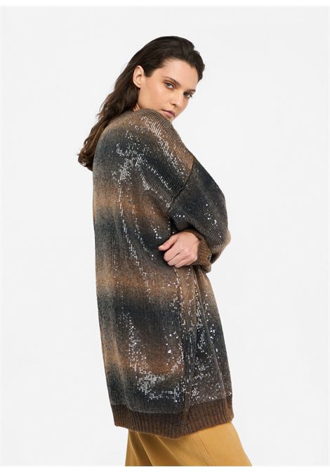 Cardigan lungo con paillettes LIU JO | Maglie | MF5248MA14RS9472