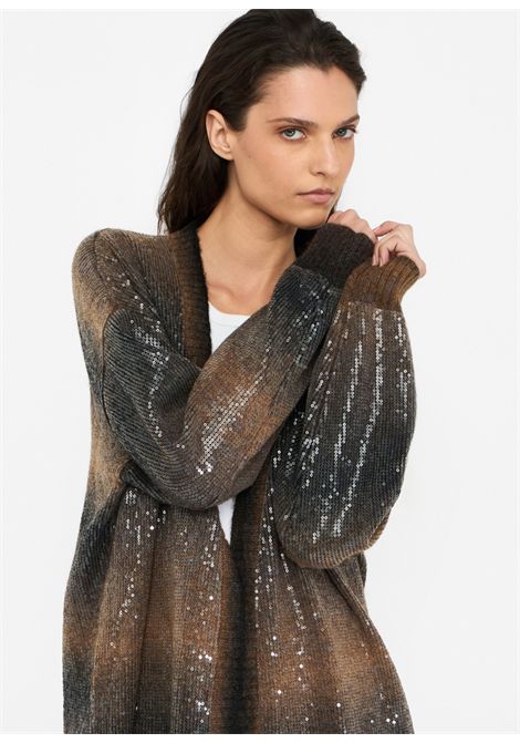 Cardigan lungo con paillettes LIU JO | Maglie | MF5248MA14RS9472