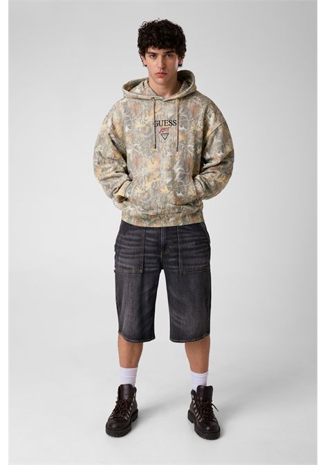 Felpa con cappuccio Logo centrale  Camo GUESS JEANS | Felpe | M6YQ14 K4092FMEM