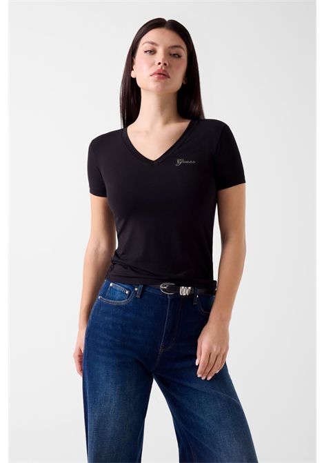 T-shirt con logo di strass GUESS | W6YI13 K3853JBLK
