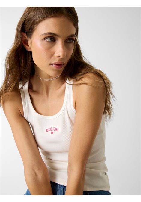 Top in cotone con ricamo GUESS JEANS | Top | W6GPZ2 KA0H1G046