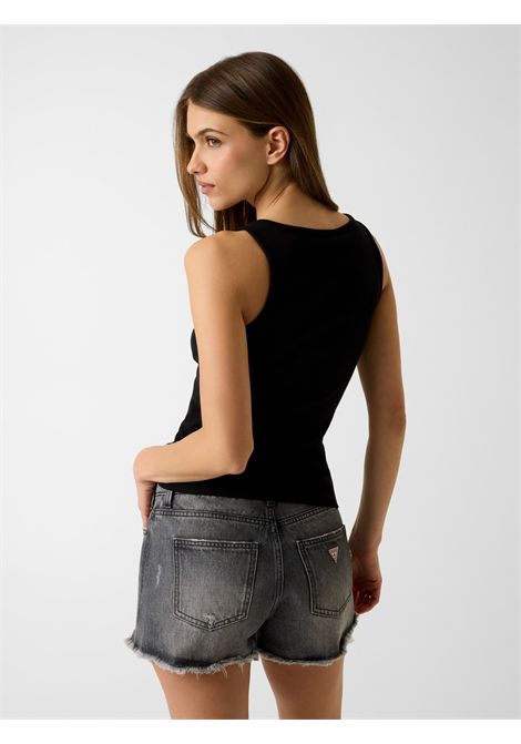 Top in cotone con ricamo GUESS JEANS | Top | W6GPZ2 KA0H1JBLK