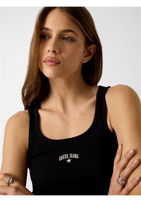 Top in cotone con ricamo GUESS JEANS | Top | W6GPZ2 KA0H1JBLK