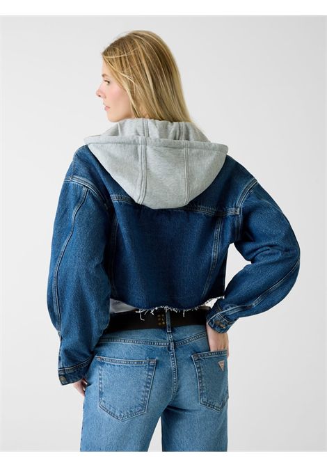 Giacca di jeans corta con cappuccio GUESS JEANS | Felpe | W6RN11 D5R2CM3DW