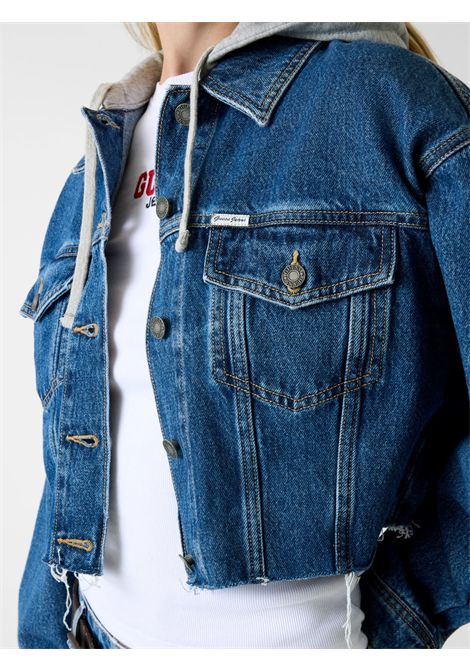 Giacca di jeans corta con cappuccio GUESS JEANS | Felpe | W6RN11 D5R2CM3DW