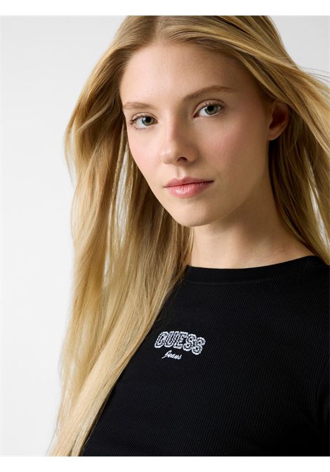 T-shirt con logo ricamato GUESS JEANS | T-shirt | W6RP21 KA0H1JBLK