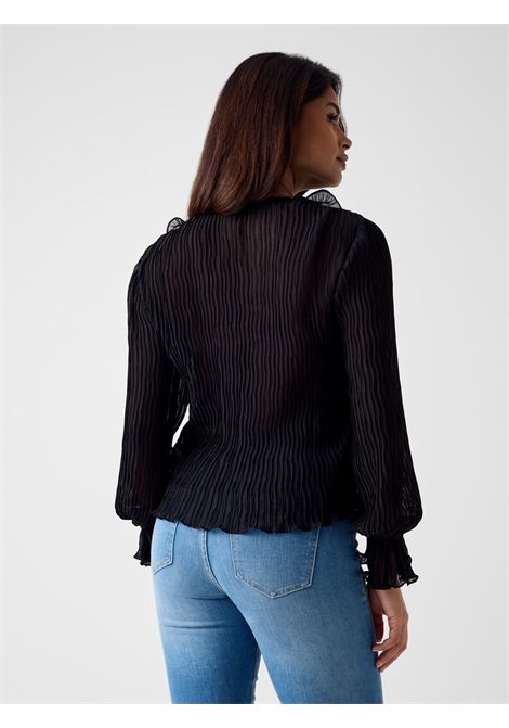 Blusa in chiffon con volant GUESS | Top | W6RH31 WI342JBLK